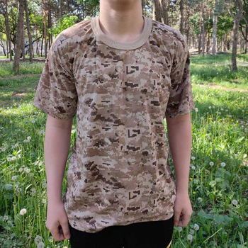 Тактическая футболка Flas-1; XXL/56р; 100% Хлопок. Пиксель/песочный. Армейская футболка Флес. Турция