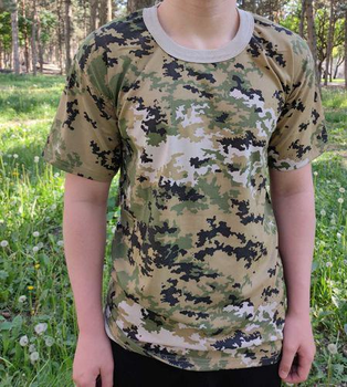 Тактическая футболка Flas-2; XL/54р; 100% Хлопок. Камуфляж/зеленый. Армейская футболка Флес. Турция.