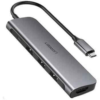 Хаб UGREEN CM136 USB Type C to HDMI + USB 3.0*3 + PD Power Converter (50209)