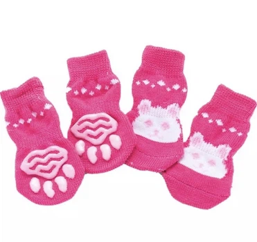 Носки с антискольжением для собак хлопок "Pink Cat" Size L