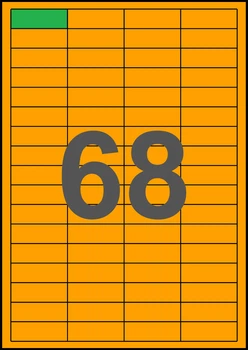 48×16,6мм ОРАНЖЕВАЯ Самоклеящаяся бумага А4, 68 Этикеток на листе, Упаковка 100 листов