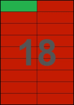 105×33мм КРАСНАЯ Самоклеящаяся бумага А4, 18 Этикеток на листе, Упаковка 100 листов
