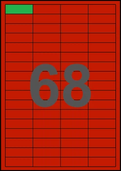 48×16,6мм КРАСНАЯ Самоклеящаяся бумага А4, 68 Этикеток на листе, Упаковка 100 листов