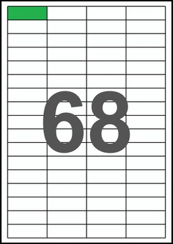 48×16,6мм Самоклеящаяся бумага А4, 68 Этикеток на листе, Упаковка 100 листов