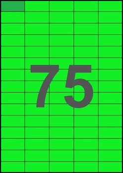 42×19,8мм ЗЕЛЕНАЯ Самоклеящаяся бумага А4, 75 Этикеток на листе, Упаковка 100 листов