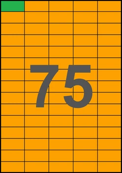 42×19,8мм ОРАНЖЕВАЯ Самоклеящаяся бумага А4, 75 Этикеток на листе, Упаковка 100 листов