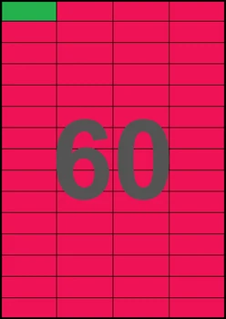 52,5×19,8мм МАЛИНОВАЯ Самоклеящаяся бумага А4, 60 Этикеток на листе, Упаковка 100 листов