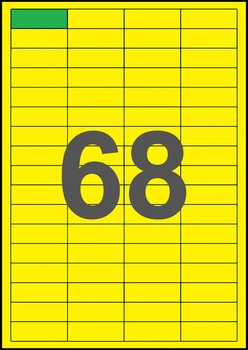 48×16,6мм ЖЕЛТАЯ Самоклеящаяся бумага А4, 68 Этикеток на листе, Упаковка 100 листов