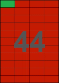 52,5×27мм КРАСНАЯ Самоклеящаяся бумага А4, 44 Этикетки на листе, Упаковка 100 листов