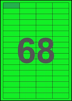 48×16,6мм ЗЕЛЕНАЯ Самоклеящаяся бумага А4, 68 Этикеток на листе, Упаковка 100 листов
