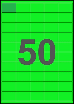 40×28мм ЗЕЛЕНАЯ Самоклеящаяся бумага А4, 50 Этикеток на листе, Упаковка 100 листов