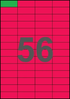 52,5×21,2мм МАЛИНОВАЯ Самоклеящаяся бумага А4, 56 Этикеток на листе, Упаковка 100 листов
