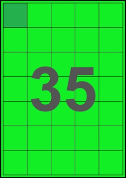 40×41мм ЗЕЛЕНАЯ Самоклеящаяся бумага А4, 35 Этикеток на листе, Упаковка 100 листов