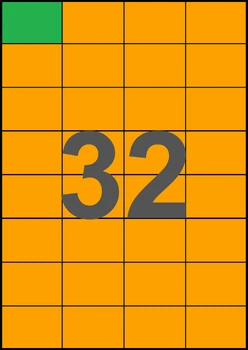 52,5×37,12мм ОРАНЖЕВАЯ Самоклеящаяся бумага А4, 32 Этикетки на листе, Упаковка 100 листов