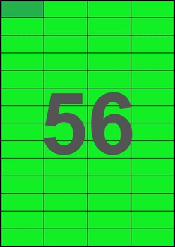 52,5×21,2мм ЗЕЛЕНАЯ Самоклеящаяся бумага А4, 56 Этикеток на листе, Упаковка 100 листов