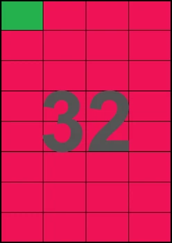 52,5×37,12мм МАЛИНОВАЯ Самоклеящаяся бумага А4, 32 Этикетки на листе, Упаковка 100 листов