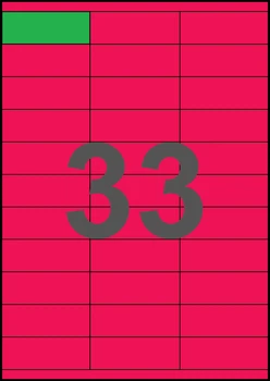 70×25,4мм МАЛИНОВАЯ Самоклеящаяся бумага А4, 33 Этикетки на листе, Упаковка 100 листов