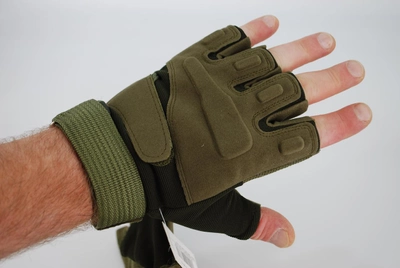 Тактичні рукавички без пальців з гумовими накладками 9062_XL_Olive