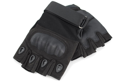 Тактичні рукавички без пальців з карбоновими накладками 9068_XL_Black