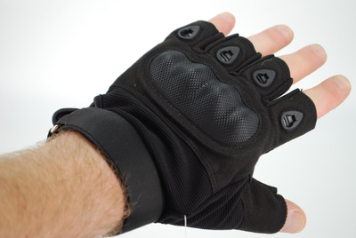 Тактичні рукавички без пальців з карбоновими накладками 9068_L_Black