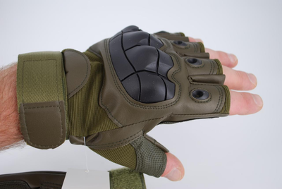 Тактичні рукавички без пальців термостійкі 9069_M_Olive