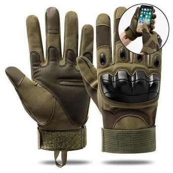 Перчатки тактические сенсорные Storm-2; M (18-20см); Полнопалые; Зеленые. Штурмовые перчатки Штурм М.