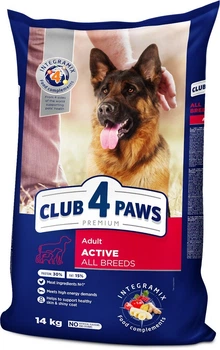 Сухой корм для активных собак всех пород Club 4 Paws Active с курицей 14 кг (4820215366274)