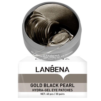 Патчи LANBENA 60 шт Gold Black Pearl под глаза для снятия отека