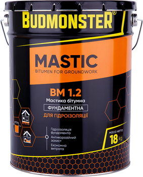 Мастика битумная Budmonster для гидроизоляции фундамента 18 кг (85226)