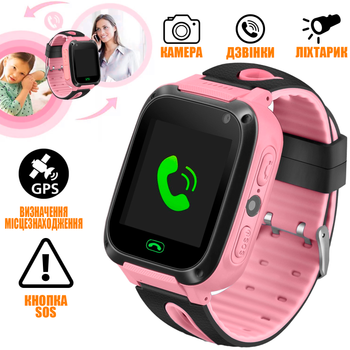 Детские смарт часы телефон UWATCH KID ZF-02 SIM карта, GPS, камера, SOS, влагозащита Pink
