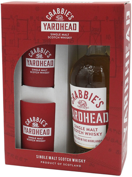 Набор виски Crabbie's Halewood Yardhead односолодовое 0.7 л 40% + 2 бокала в подарочной упаковке (9900000027339)