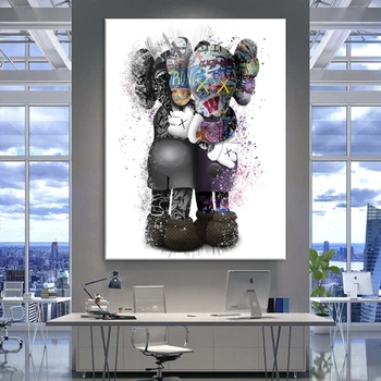 Картина Холстович KAWS №3 75x100 см. Картина для офиса, гостиной, спальни, интерьера