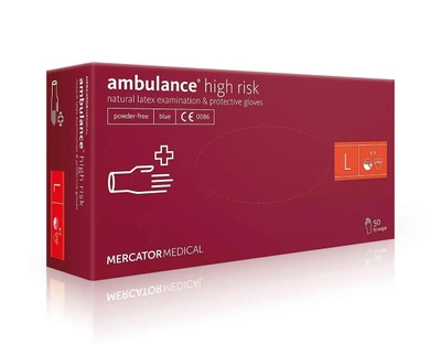 Рукавички сині Ambulance High Risk латекс підвищеної міцності L 50 шт (25 пар) RD10011004