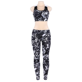 Комплект для фітнесу Enjoyfit Black, жіночий костюм для спорту, легінси+топ, М (18082242012)