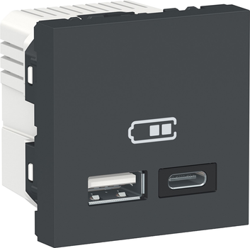 Розетка usb schneider electric atlas design atn001033 скрытая установка карбон два модуля usb