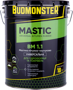 Мастика битумно-каучуковая Budmonster универсальная 18 кг (085224)