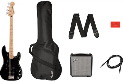 Гитарный набор SQUIER by FENDER AFFINITY SERIES PJ BASS START PACK BLACK