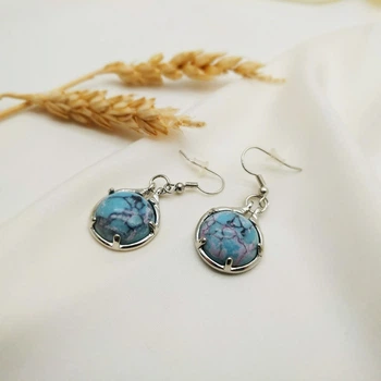 Серьги с натуральным камнем, бирюза