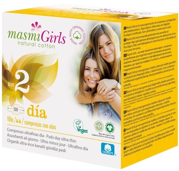 Прокладки Masmi Girl ультратонкие гигиенические для подростков или для поглощения нормальных выделений с крылышками 10 шт (8432984001636)
