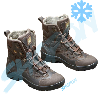 Берці зимові черевики тактичні чоловічі, туфлі тактичні чоловічі берці зимові, натуральна шкіра, розмір 44, Bounce ar. SF-UJ-2144, колір коричневий