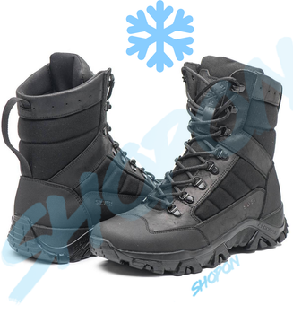 Берці зимові черевики тактичні чоловічі, туфлі тактичні чоловічі берці зимові, натуральна шкіра, розмір 43, Bounce ar. BM-PT-2043, колір чорний