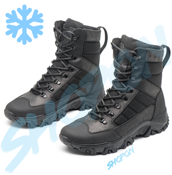 Берці зимові черевики тактичні чоловічі, туфлі тактичні чоловічі берці зимові, натуральна шкіра, розмір 38, Bounce ar. BM-PT-2038, колір чорний