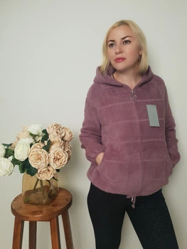 Пальто з шорти альпака з капюшоном 46-50