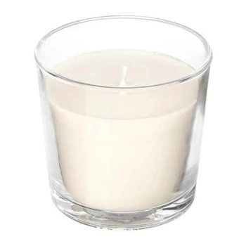 Ароматическая свеча в стакане IKEA SINNLIG 9 см нежная ваниль бежевый (103.374.07)