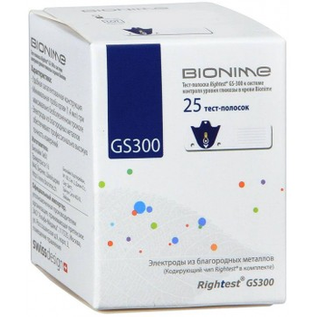 Тест-полоски Бионайм (Rightest Bionime GS300 и GS110), 25 шт.