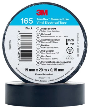 Изоляционная лента 3M Temflex 165 19 мм х 20 м Черная (165BK-19-20)