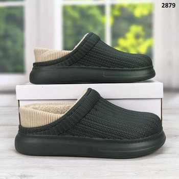 Галоши женские Dago Style цвета хаки без задника на меху 38 р (24,5 см) 2879