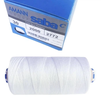 Нитки швейні армовані AMANN GROUP №30 кол. 2000 (300 м) білі