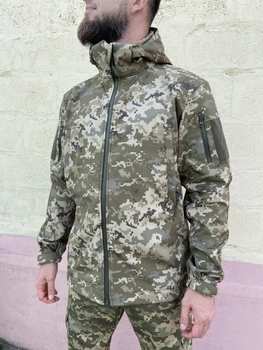 Військова тактична куртка Софт Шелл Хакі Піксель 48 (M)