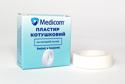 Пластир медичний котушковий MEDICOM® на полімерній основі розмір 5м*1см